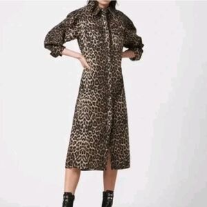 SALE! All Saints Animal Print Denim Long Sleeve Dress (XX-54)